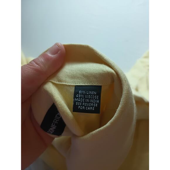 Gionfriddo Linen Yellow Button Up Shirt Mens Large NWT *flawed* Summer Vacation - Picture 8 of 8